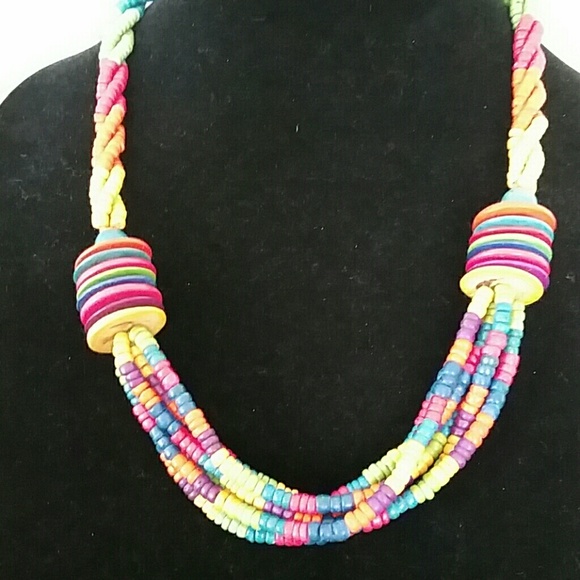 Vintage Wooden Beaded Necklace W/ Earrings - Picture 4 of 5